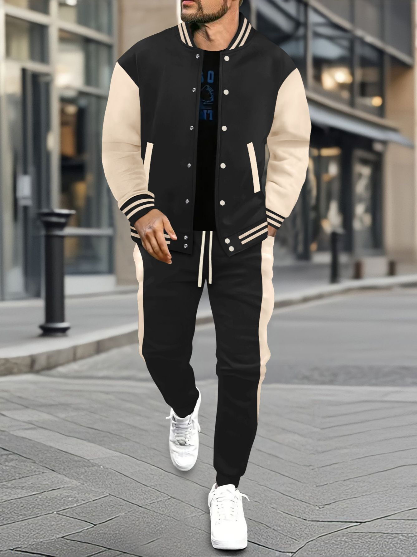 Herren-Baseball-Cardigan mit Farbblock-Design, lässige und vielseitige Jacke im europäischen und amerikanischen Stil, neuer Sportanzug für Frühling und Herbst_voghion.com