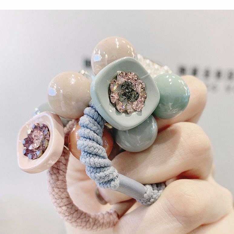 Pelo cuerda pelo cuerda banda de pelo Corea del Sur fresco personalidad simple ponytail tie banda goma perlas cristal tocado las mujeres