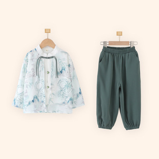 Children's Hanfu Boys' Tang Suit Spring and Autumn Long Sleeve suit National Style New Chinese Fake Two-Piece Kindergarten Performance Costume
