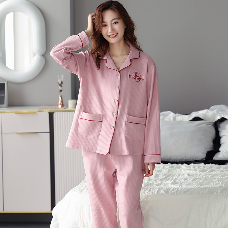 Pijamas de mujer, algodón puro, primavera y otoño, manga larga, cárdigan fino, talla grande, conjunto de ropa de estar holgada, se puede usar en el exterior, versátil.