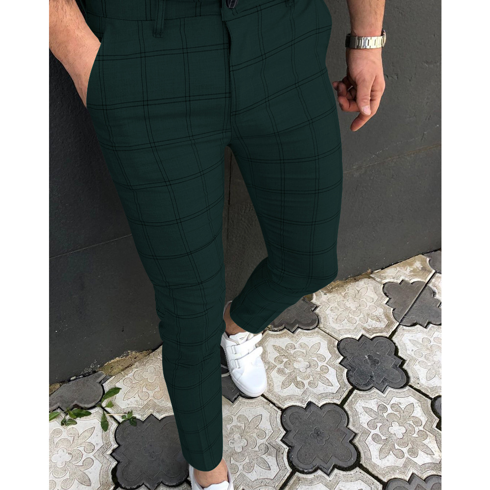 Herren Freizeithose Neue Sommerhose mit doppeltem Streifen- und Karomuster_voghion.com