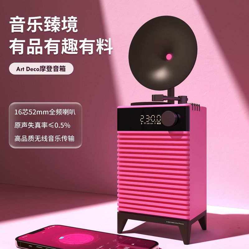 新商品CX-202モダンArt Decoスピーカークロックブルートゥースサブウーファ雰囲気灯家庭用ギフトオーディオ|undefined