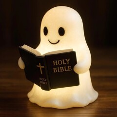 亚马逊Ghost Reading Book Lamp 万圣节树脂鬼魂阅读夜灯家居摆件