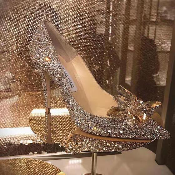 Stiletto Heel Xiuhe Shoes 2021 New Women's Wedding Shoes Princess Wedding Dress French Crystal Shoes Wedding High Heels Single Shoes