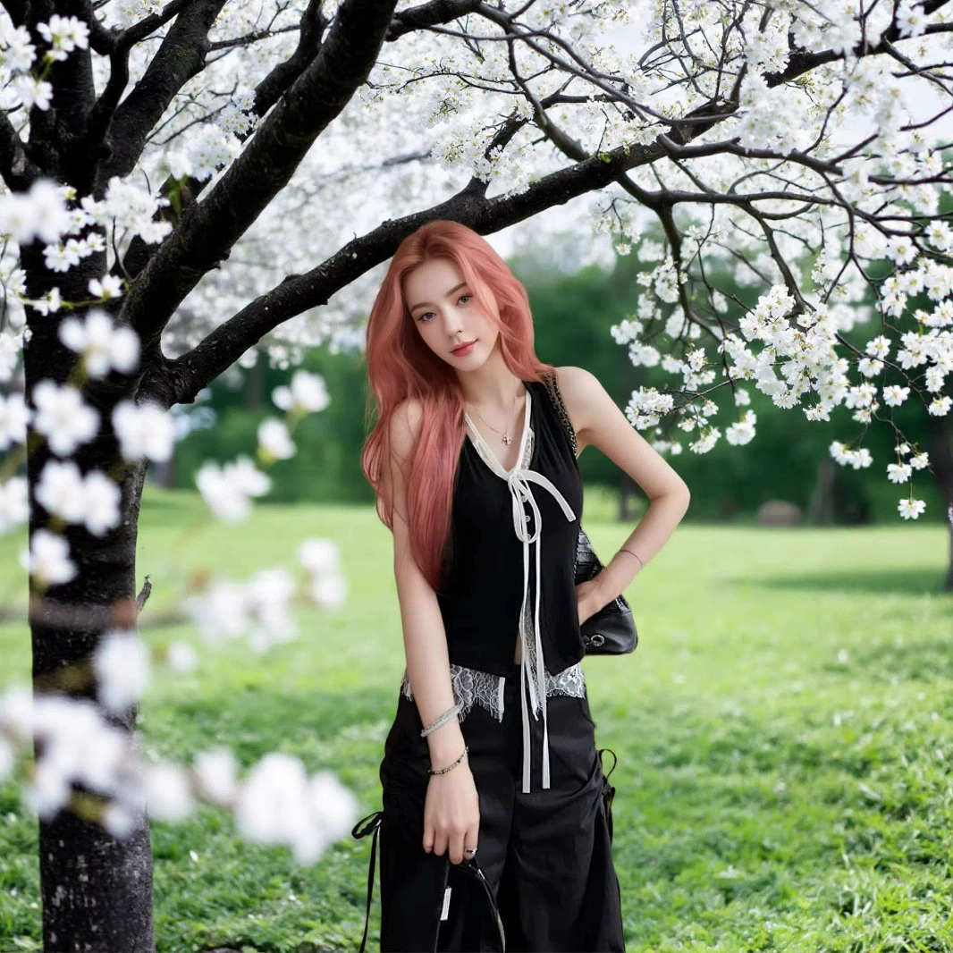 Кросс-бордер 2025 новый стиль чистой страсти, фальшивый двухсоставной кружевной топ с завязками, эксклюзивно для внешней торговли