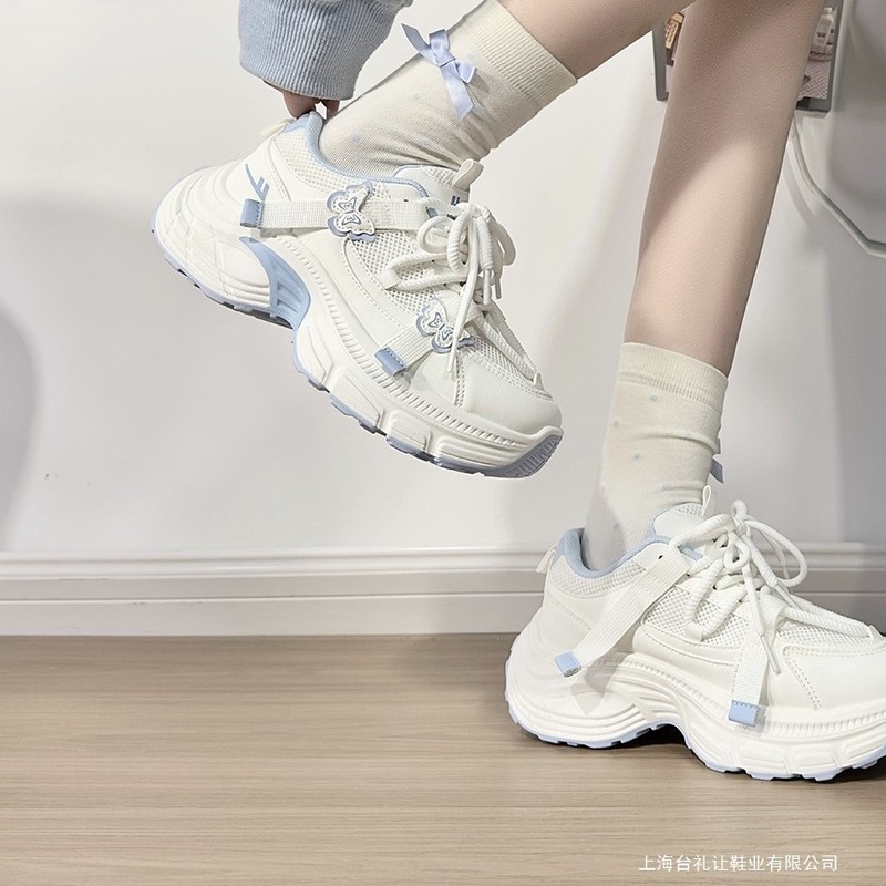 回力白蓝蝴蝶老爹鞋女2025爆款时尚百搭轻便学生鞋子厚底运动鞋女|undefined