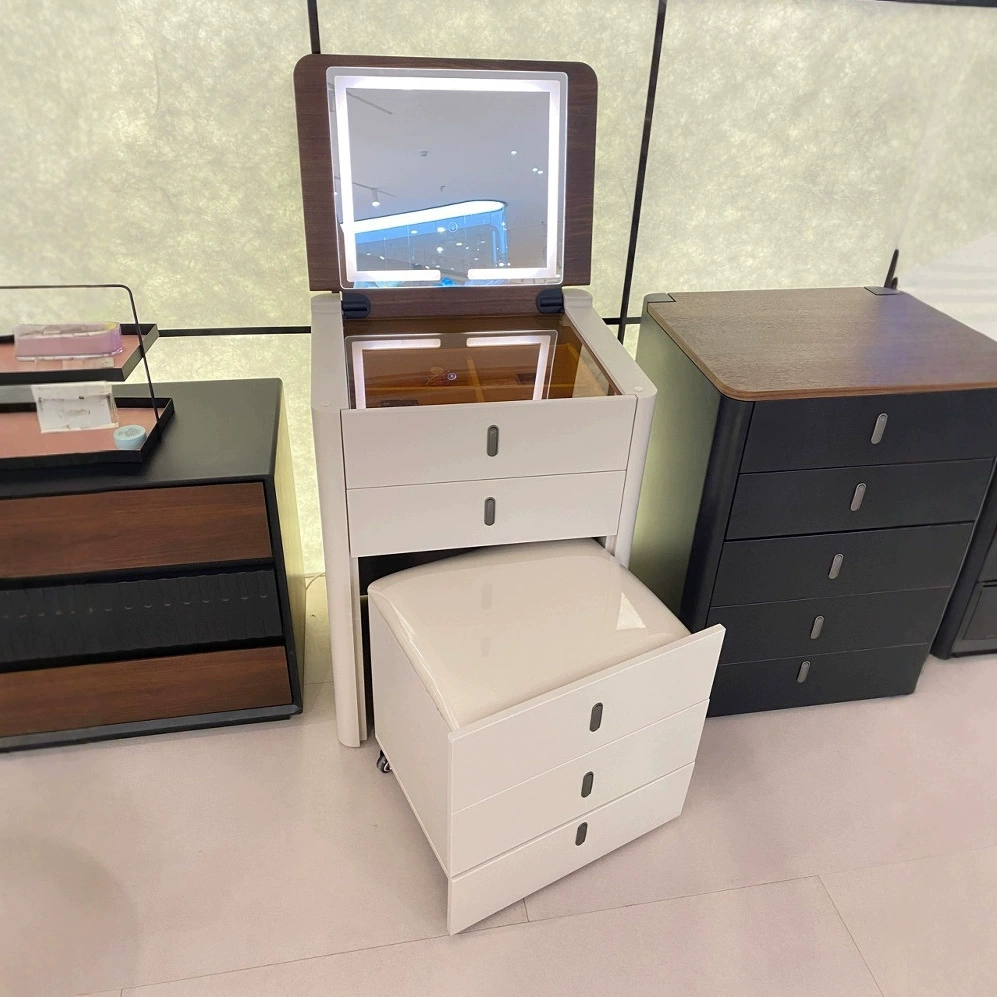 Фабрика продает туалетный столик в стиле лайт-люкс, прикроватную тумбочку для небольшой квартиры, современный минималистичный откидной столик для макияжа со встроенным хранением для спальни.