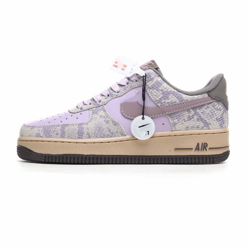 Pure Original Air Force One White Orange Patent Leather Fashion Sneakers Purple Snakeskin Cushioning Wear-Resistant Casual Shoes Campus Sports Shoes