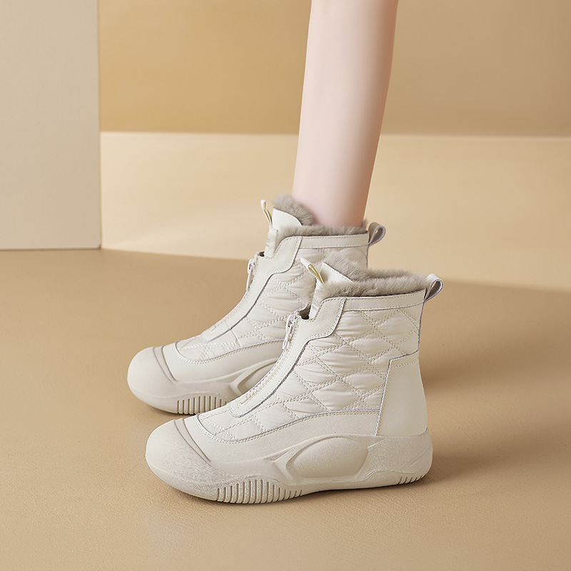 Botas de nieve para mujeres 2025 nuevas botas de invierno de terciopelo gruesas Martin al aire libre zapatos de algodón blanco grueso