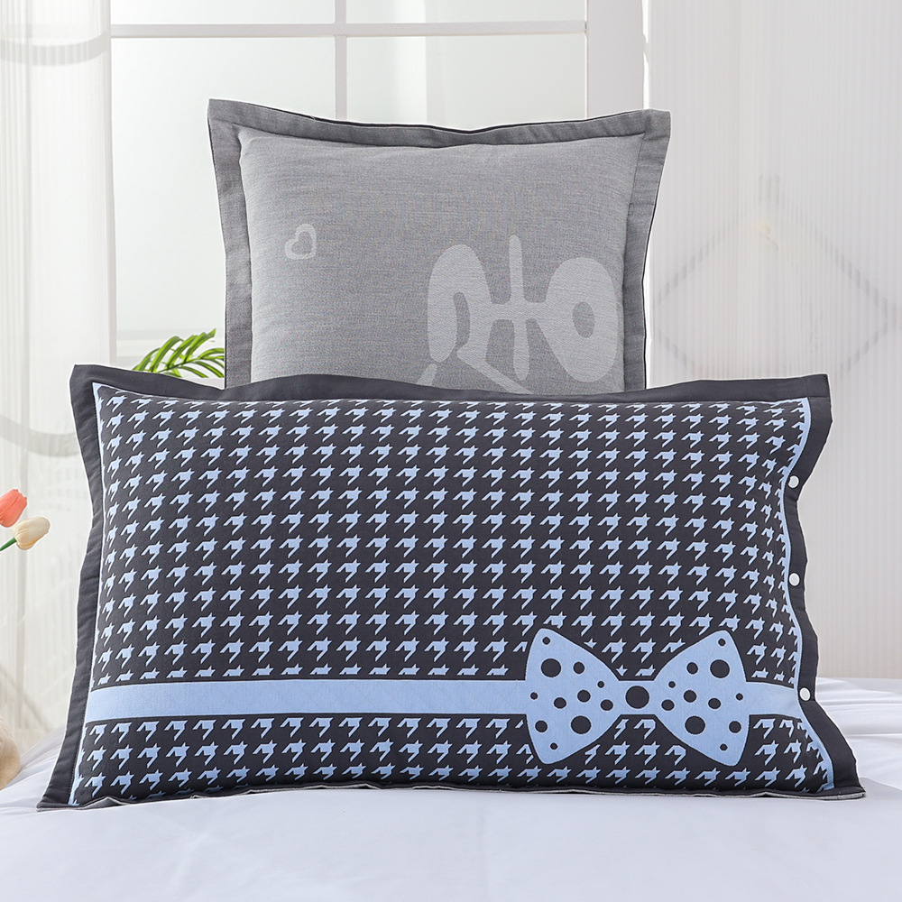 Houndstooth 활 베개 케이스 블루