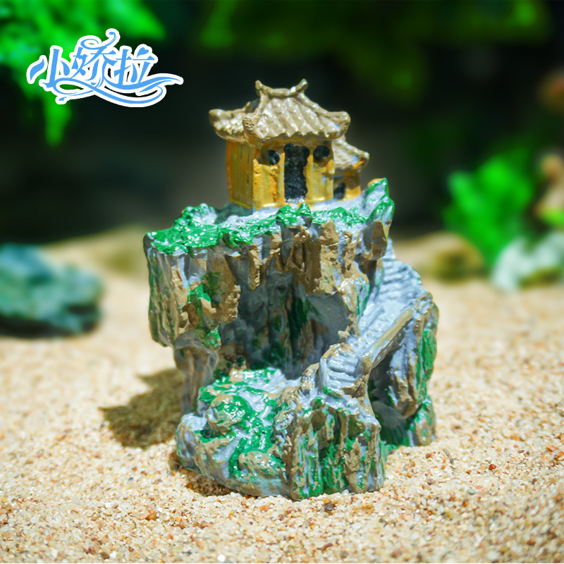 Nuevo estilo templo de montaña bonsai artesanías micro paisaje pabellón pequeño decoración arquitectura antigua estilo chino al por mayor