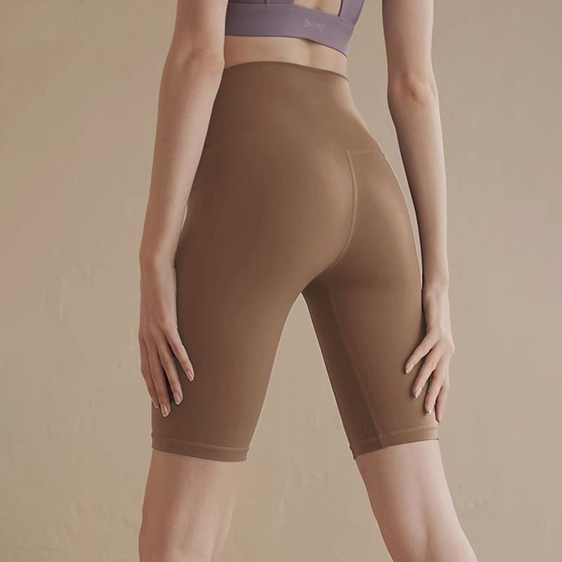 No Awkward Line Yoga Shorts Women's Five-Point Pants Tight Fitness Pants High Waist Hip Lifting Sports Running Cycling Pants Summer