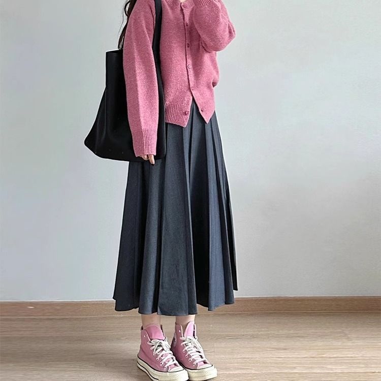 毛呢百褶半身裙女2025秋冬季大码胖mm显瘦梨形身材中长款a字裙子|undefined