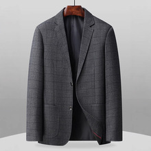 男士薄款春季新款西服男中年爸爸西装外套商务休闲上衣绅士