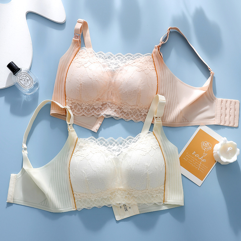 New Style Front-Closure Nursing Bra with Contouring, Comfortable for Pregnancy and Postpartum Breastfeeding, Delicate Lace Edge, Thin Cup Bra