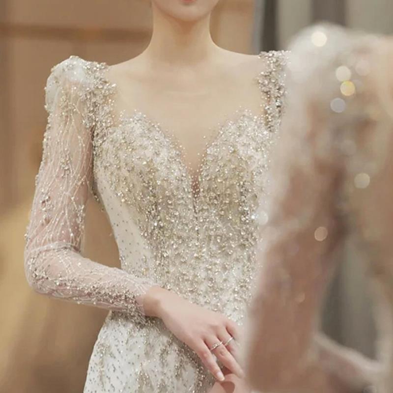Vestido de noche de verano 2026 nuevo estilo cola de pez para fotografía de viaje, bodas, fiestas de compromiso, y sesiones de estudio de celebridades