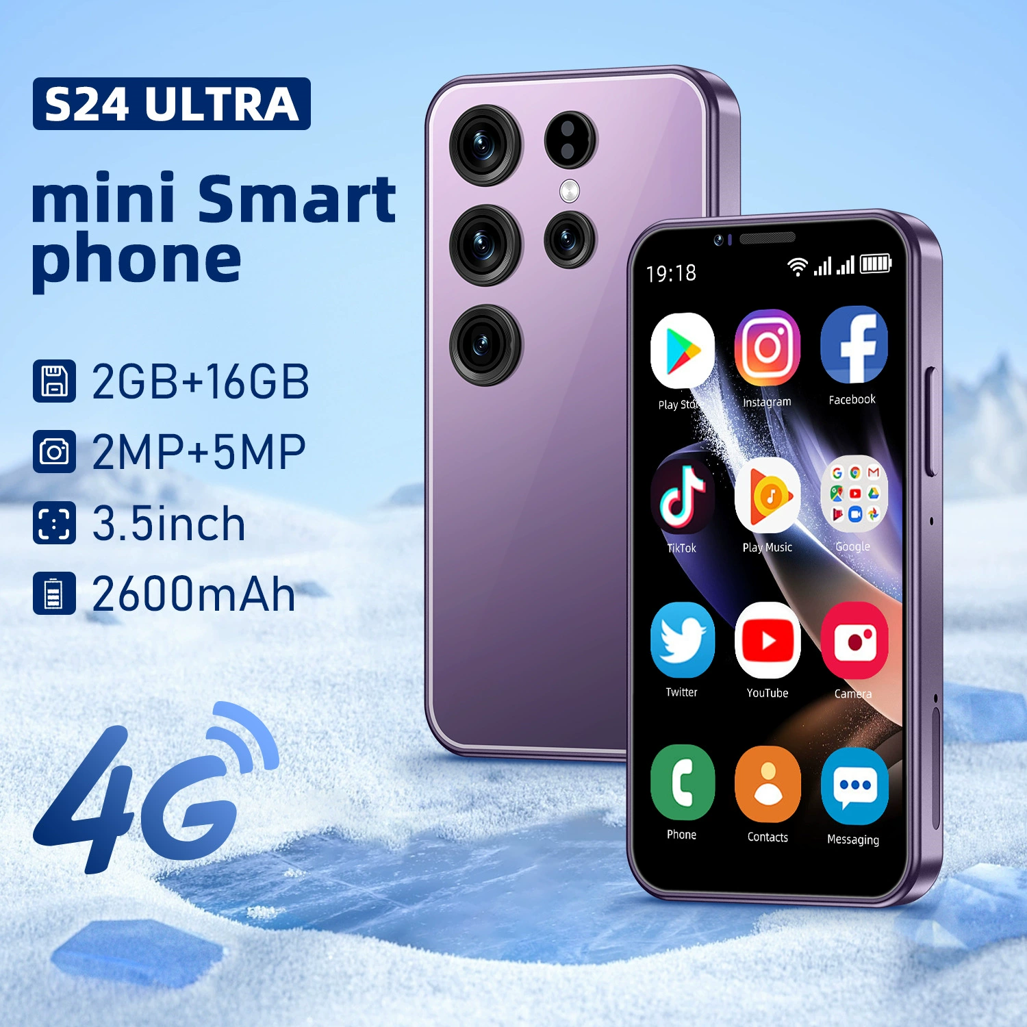 Маленькие умные часы с функцией телефона, Android, 3.5", 16 ГБ