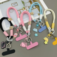 韩系ins猫咪雪糕云朵编织款手机挂绳手腕绳挂件背包饰手机壳通用