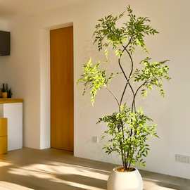 定制海虹景品南天竹绿植轻奢室内客厅仿生花假树大型落地跨境