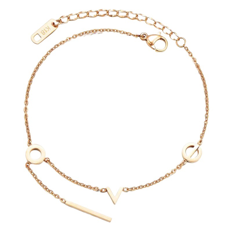 Carta de AMOR tobillera de acero de titanio AMOR femenino anillo de la pierna de las mujeres joyería playa tobillo accesorios TikTok Net populares