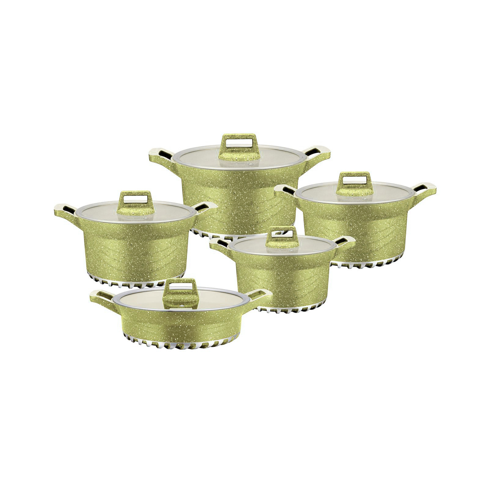 Olla de aluminio transfronteriza 10 piezas hogar olla antiadherente olla de sopa maifan piedra binaural olla de aluminio olla de 10 piezas olla juego de traje olla