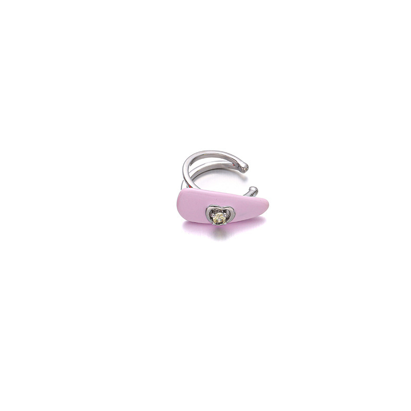 Japón y Corea del Sur dopamina color esmalte frío nicho de diseño original amor incrustado zircon diseño sin agujeros de orejas clip de hueso de orejas