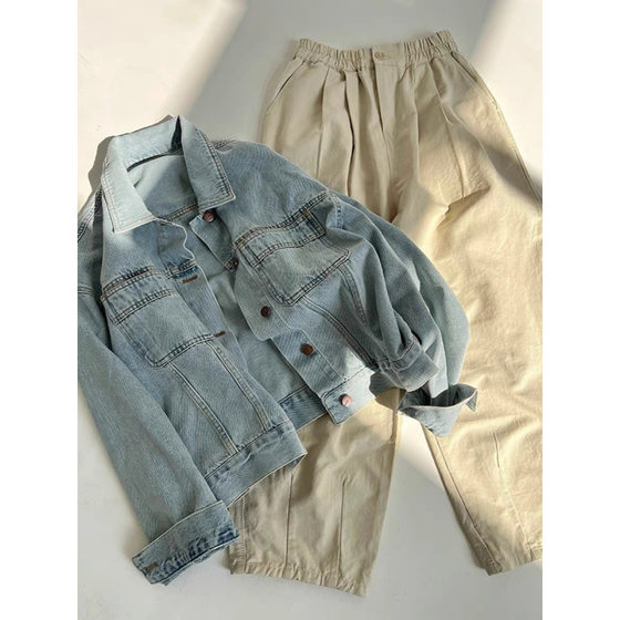 2025 Spring and Autumn New Korean Style Loose All-match Jacket Long-sleeved Top High-end Retro Blue Denim Jacket for Women