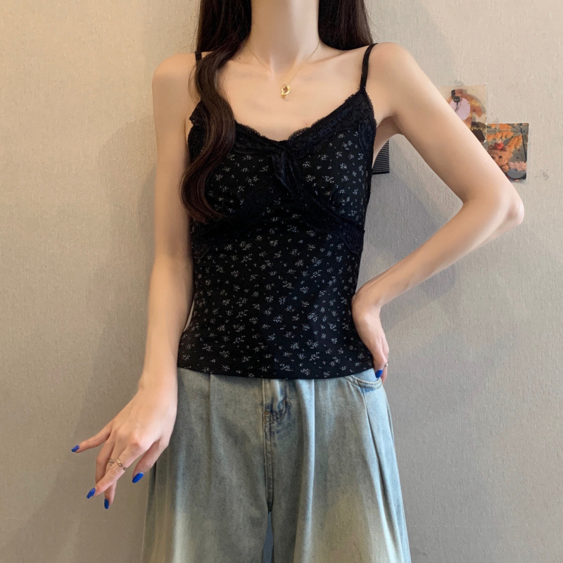 大码女装辣妹秋季蕾丝碎花吊带背心长袖开衫显瘦黑色两件套女|undefined