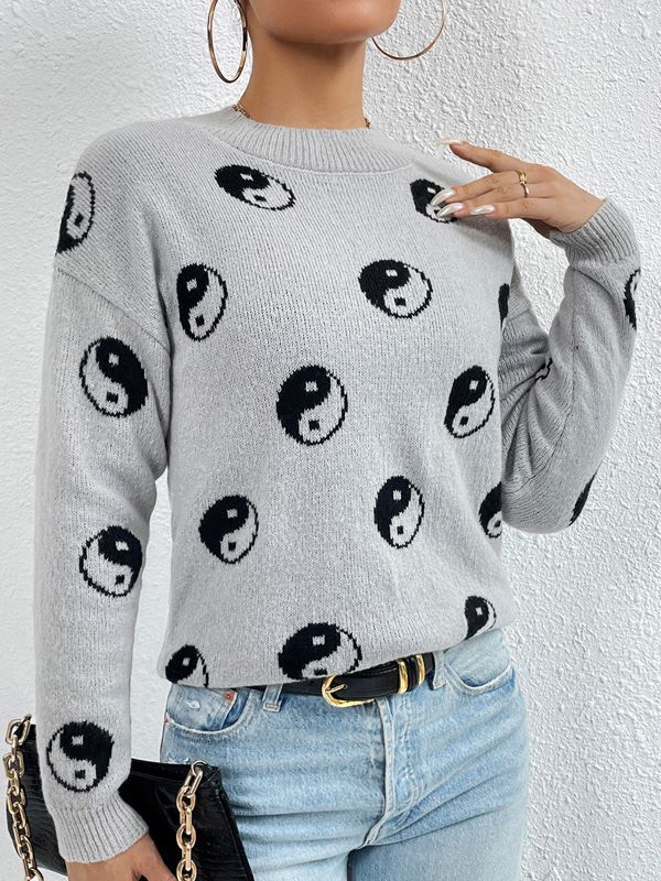 Transfronteriza Amazon jacquard cuello redondo suéter de punto para las mujeres 2023 otoño e invierno nuevo cráneo Halloween suéter image 4