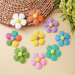 ボヘミアンのリゾート風の手作りのラフィーバー編みの色の花のイヤリングのブローチのアクセサリーdiy卸売り