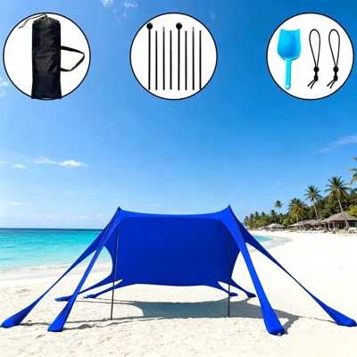 for Travel, Exclusive for Amazon – Avtomobil yan çətirləri - 8-feet-deep-blue-with-2-iron-rods-300300200cm-lycra-canopy-tent