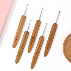 竹柄编织钩针脏辫钩针竹木柄单头双头接发钩针编织钩针脏辫钩针