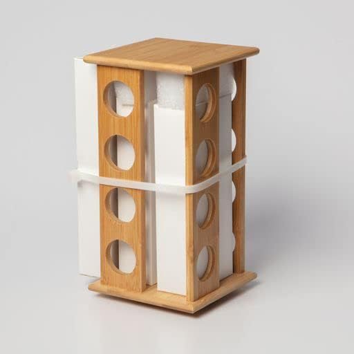 Estante de condimento rotatorio multicapa de bambú, estante de condimento cuadrado de la cocina doméstica, estante de condimento multilatas transfronterizo simple