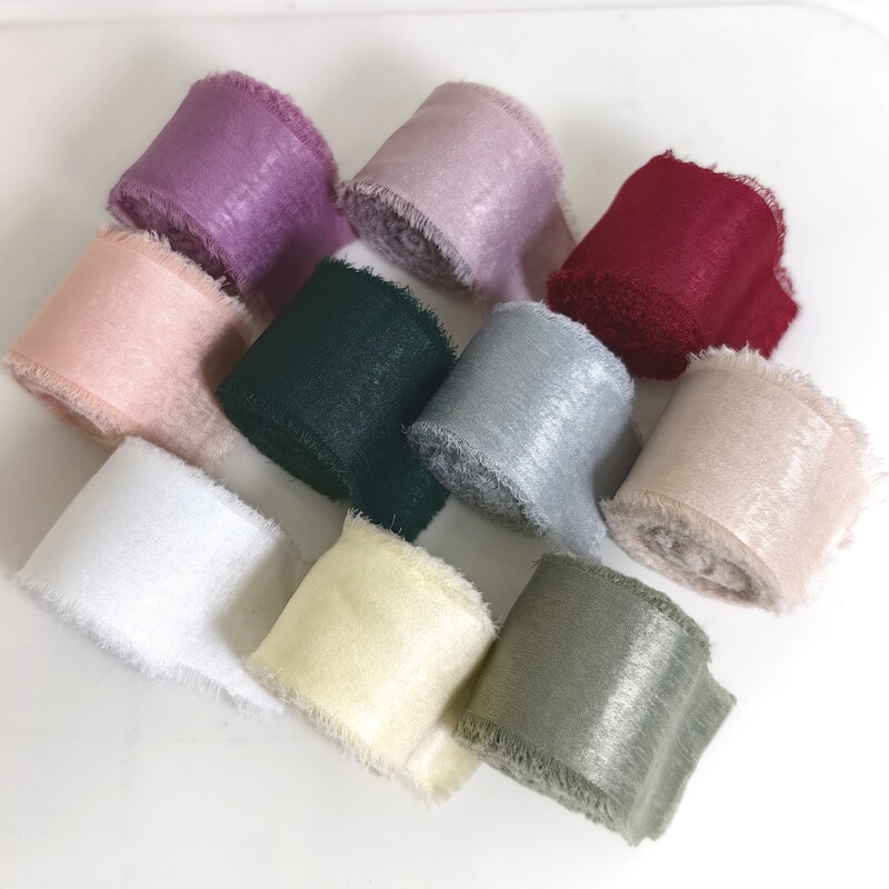 Hand Ripped Rap Ribbon 2.5cm Satin Rap Ribbon DIY Craft Gift Decorative Ribbon Card bouquet strap