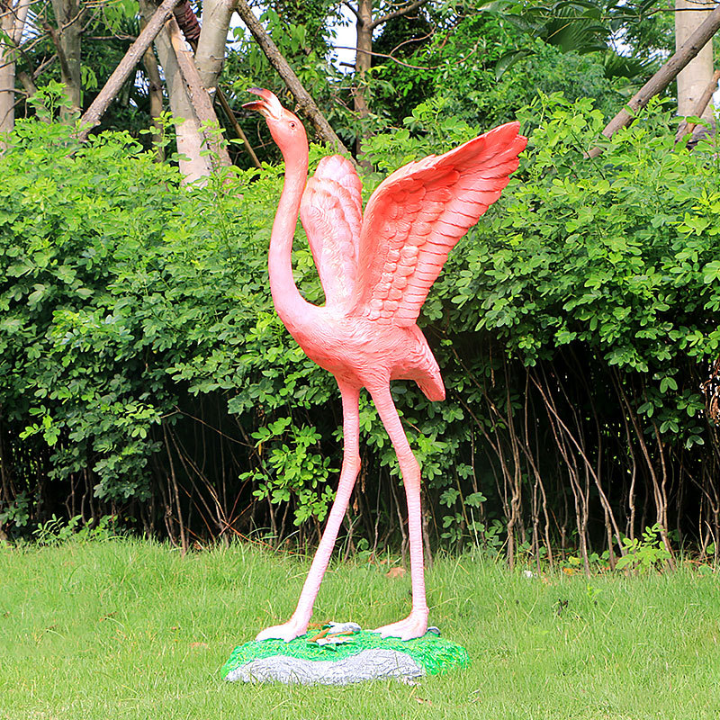 Gran FRP animal escultura simulación Flamingo decoración jardín al aire libre paisaje patio piscina boceto Decoración