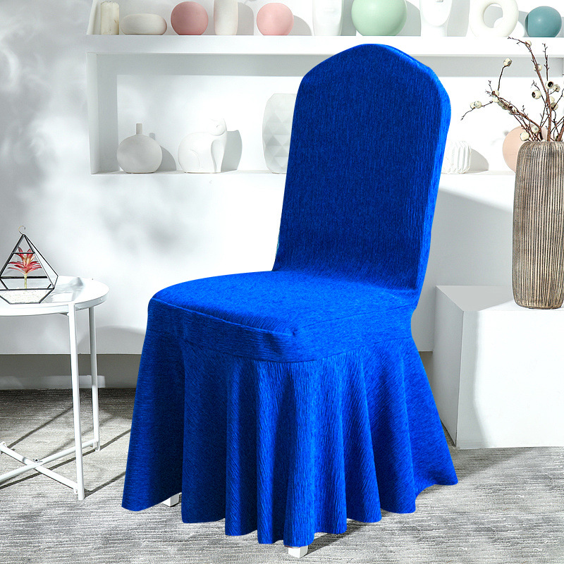 加厚酒店饭店婚庆椅套绉布太阳裙会议宴会连体餐椅座套罩定制