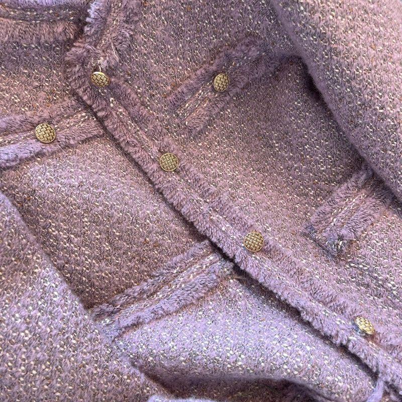 女性用の紫色のフレンチスタイルのジャケット、春と秋のショートスタイル、女性用の新しいスタイル、ハイエンド、超見栄えの良い、小柄な人向け|undefined