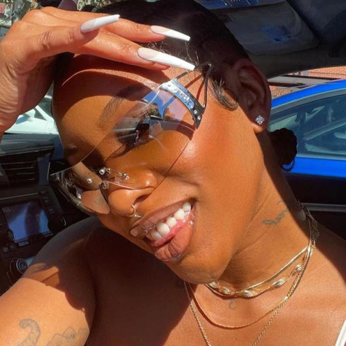 French retro one-piece diamond-encrusted sunglasses Millennium medieval Y2K hot girl sunglasses cross-border futuristic glasses