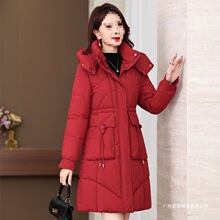 棉袄冬季女中长款韩版牛角扣中年妈妈棉服加厚2024年新款棉衣外套