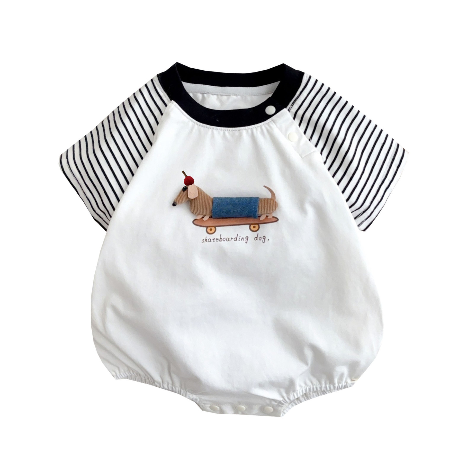 Ropa de bebé recién nacido, traje de escalada de verano, mono de bebé de manga corta a rayas, tipo A, abrigo delgado de cien días