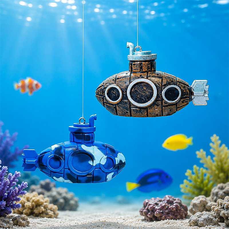 Mini submarino y buzo flotantes para paisaje de pecera, al por mayor image 3