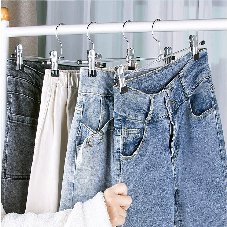 Нескользящая Регулируемая телескопическая Вешалка из нержавеющей стали для взрослых и детей Брюки-стойка Зажим Западные брюки с зажимом Стойка для хранения