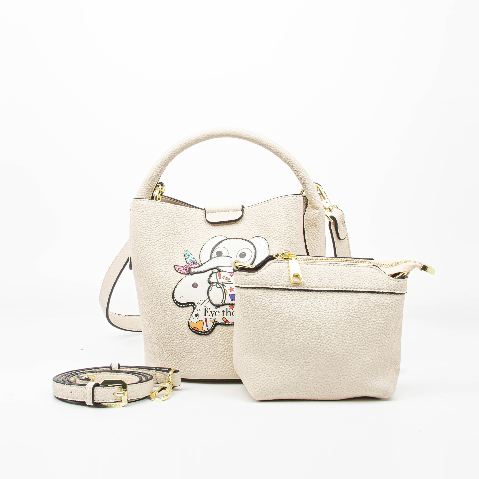 Diseño de impresión de dibujos animados bolsas de hombro de estudiantes bolsas para niños y madres con patrón de litchi en diagonal bolsas de cubos de elefantes 2673 #