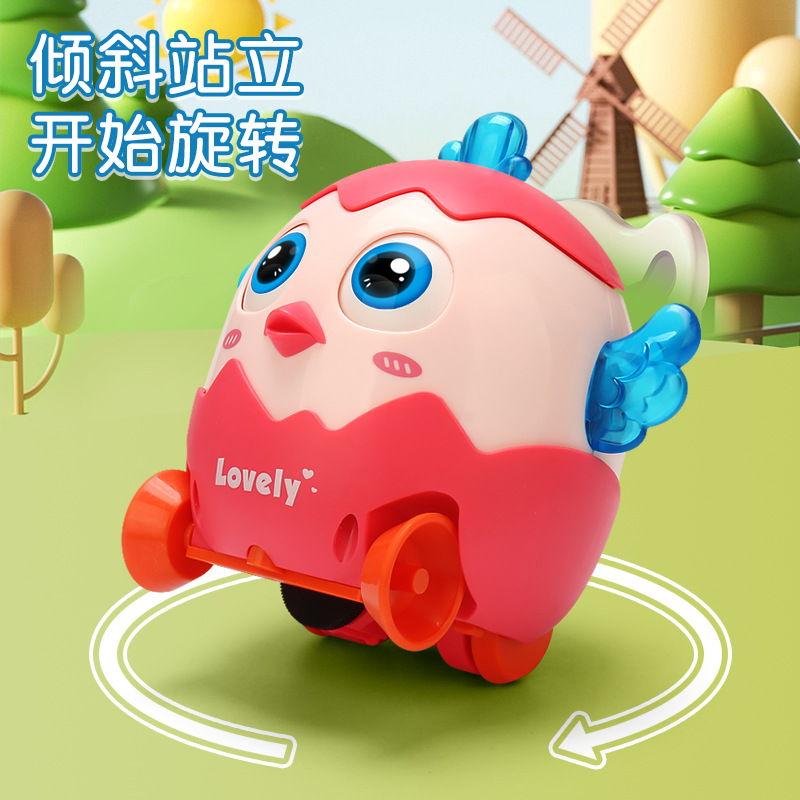 Disparar el sonido eléctrico no aterrizaje pequeño pato de dibujos animados luz de rotación de música pato pato coche de juguete al por mayor