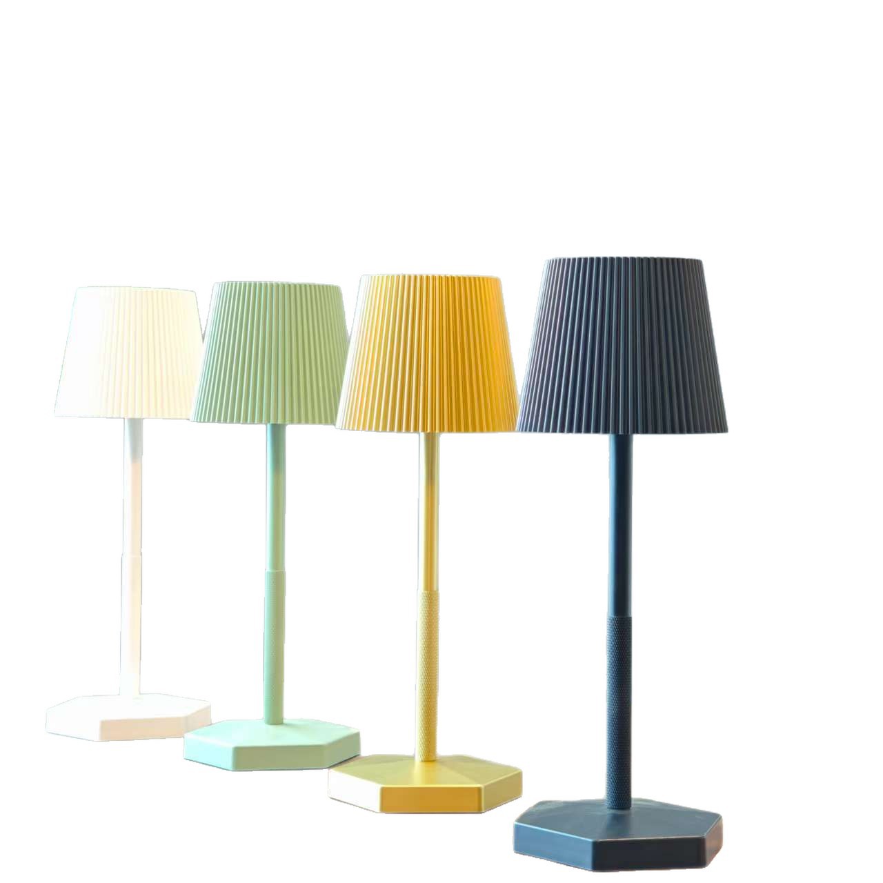 Fabrica directa de rayas transfronterizas de pie alto hexágono lámpara de mesa base de carga moderna y minimalista lámpara de atmósfera restaurante hotel