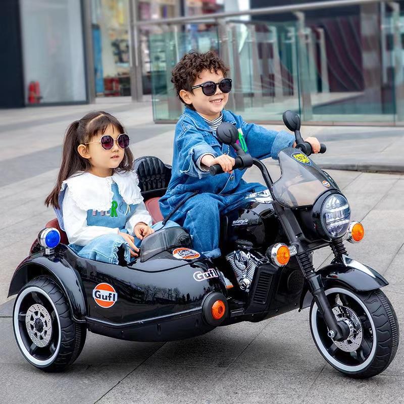 Motocicleta eléctrica para niños Cubo de coche eléctrico de tres ruedas para niños doble motocicleta grande cochecito de Doble accionamiento al por mayor