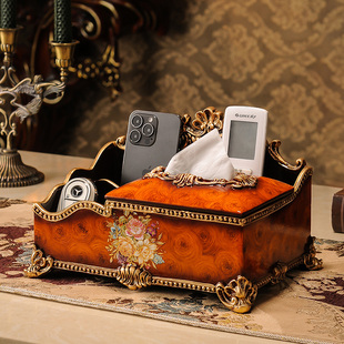 European Tissue Box Retro Multifunctional Tissue Box Living Room Coffee Table Luxury Home Remote Control Storage Box Sense