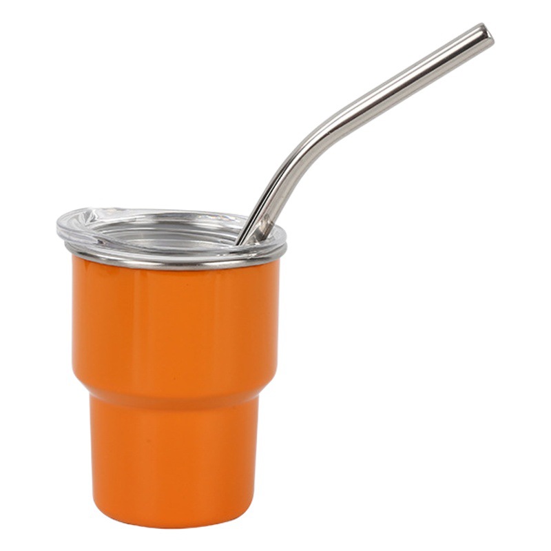 Mini vaso de vino pequeño de 3oz de cambio en frío transfronterizo Taza de aislamiento de acero inoxidable 304 Taza de paja de una y dos capas Taza de pequeña capacidad
