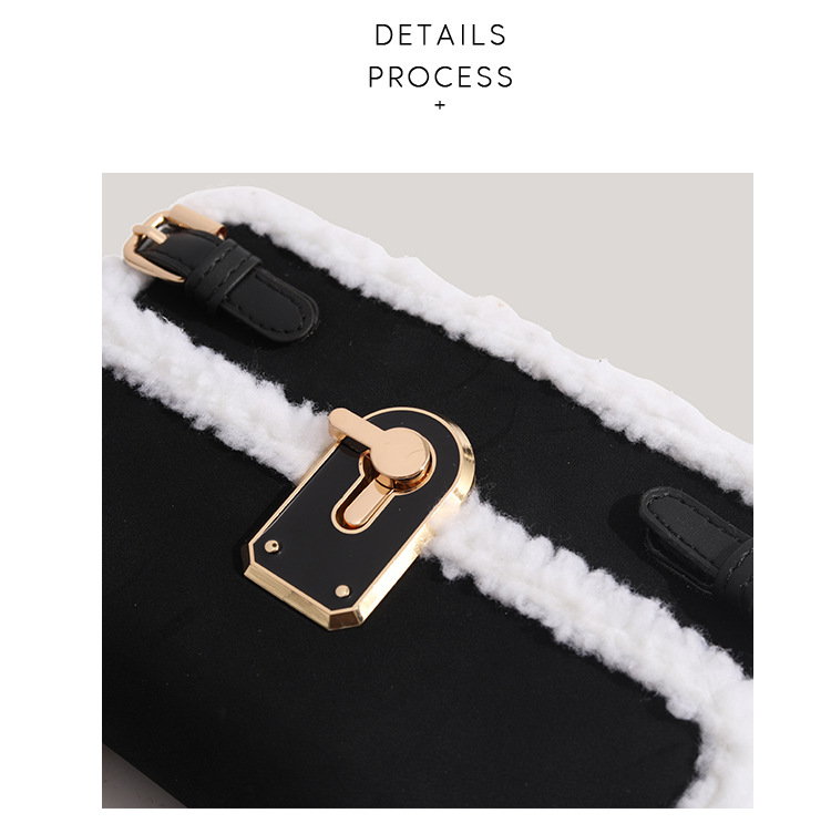 Women's genuine handbags for women 2024 plush lock small square bag high end versatile messenger bag_voghion.com