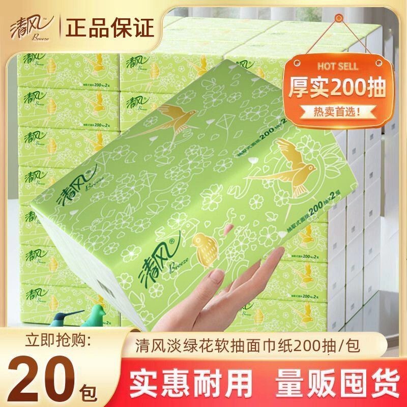 Light Green Floral Tissue Paper, 200 Sheets, 2-Ply, 20 Packs, Whole Box, Toilet Paper, Napkins, Hand Towels, Economical Pack Light Green Floral Tissue Paper, 200 Sheets, 2-Ply, 20 Packs, Whole Box, Toilet Paper, Napkins, Hand Towels, Economical Pack